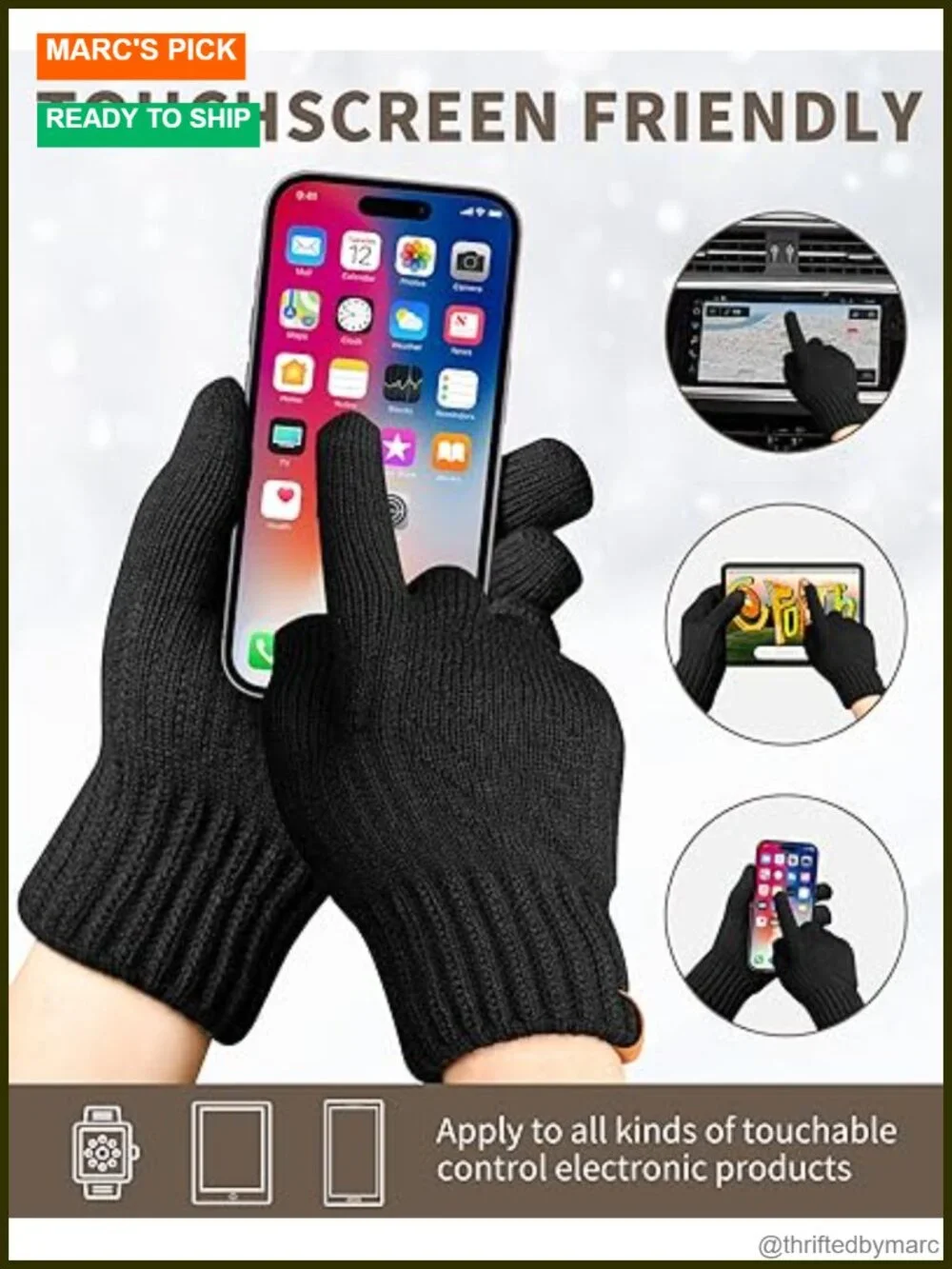 Touch Screen Thermal Gloves with Fleece Lining for Running Cycling